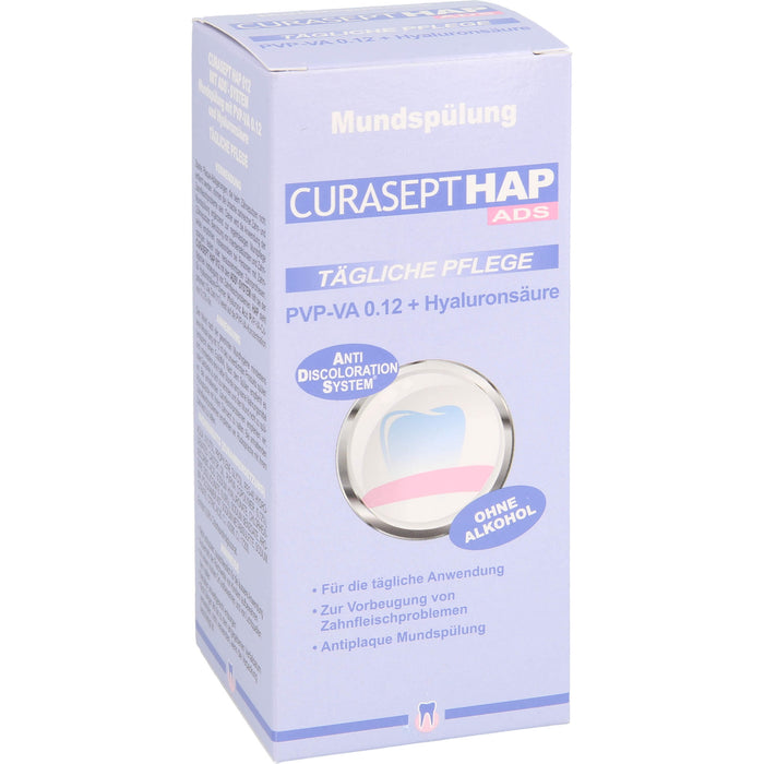 CURASEPT HAP PVP-VA 0,12 + Hyaluronsäure tägliche Pflege Mundspülung, 200 ml Solution