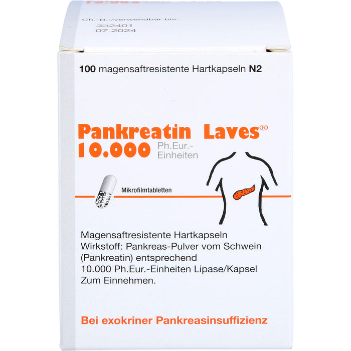 Pankreatin Laves 10.000 Ph.Eur.-Einheiten Hartkapseln Verdauungsenzyme, 100 St. Kapseln