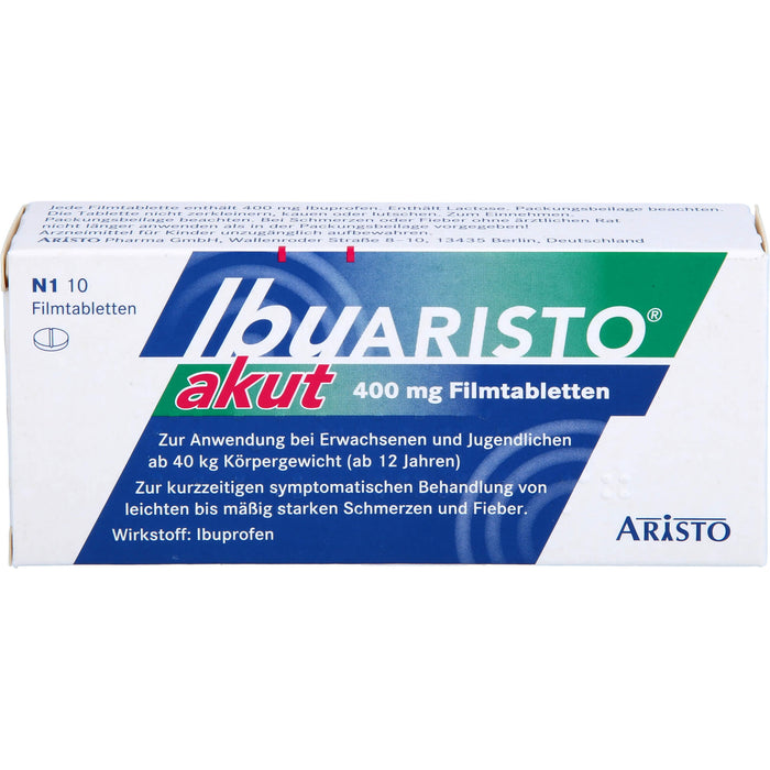 ARISTO Ibu akut 400 mg Filmtabletten bei Schmerzen und Fieber, 10 pc Tablettes