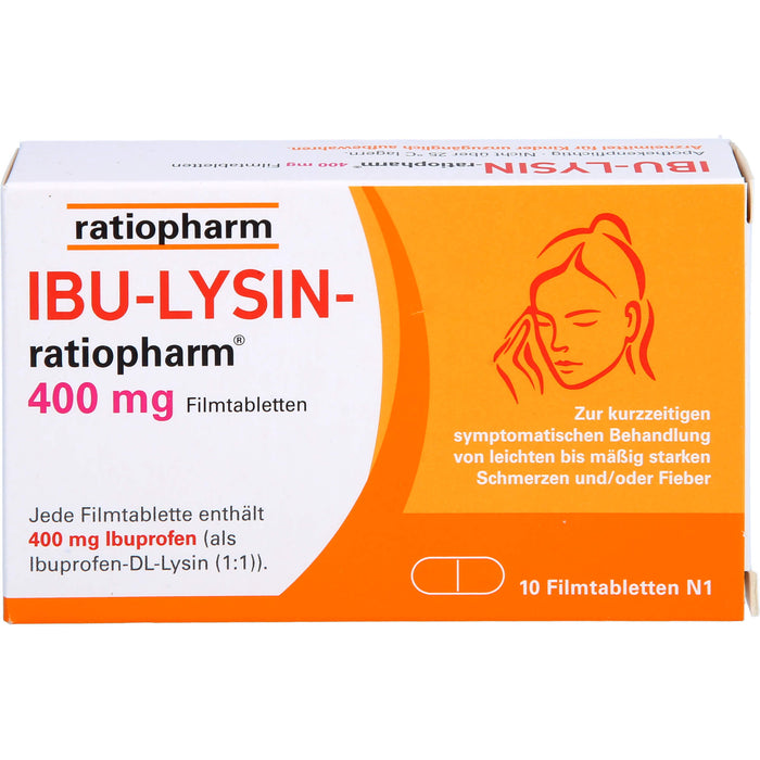 Ibu-Lysin-ratiopharm 400 mg Filmtabletten bei Schmerzen und Fieber, 10 St. Tabletten