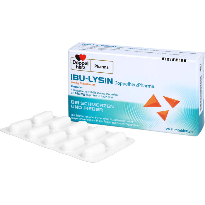 Doppelherz PharmaI IBU-LYSIN 400 mg Filmtabletten bei Schmerzen und Fieber, 20 St. Tabletten