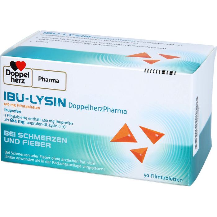 Doppelherz Pharma Ibu Lysin 400 mg Filmtabletten bei Schmerzen und Fieber, 50 pc Tablettes