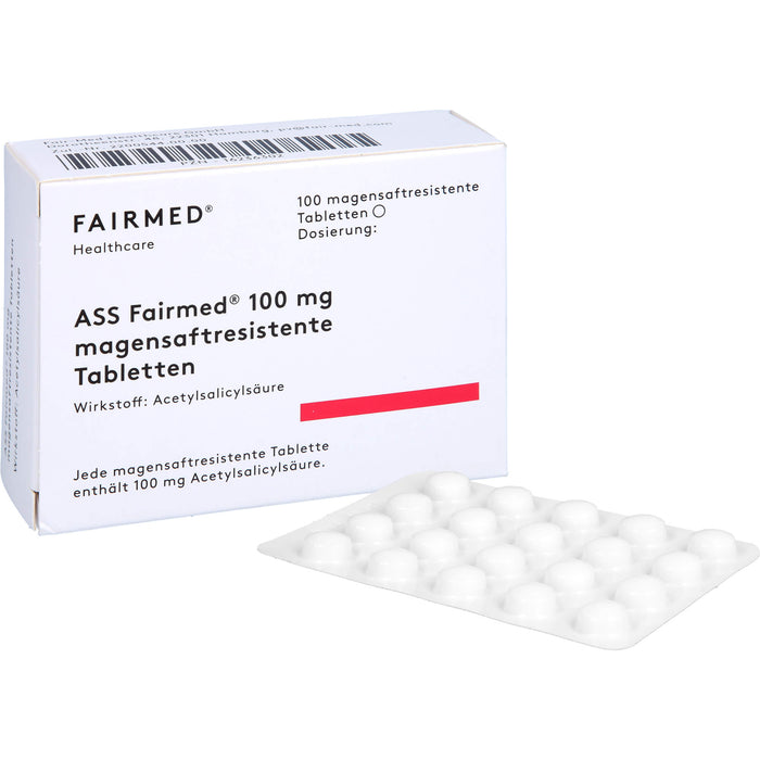 ASS Fairmed 100 mg Tabletten zur Verringerung der Entstehung von Blutgerinseln, 100 pcs. Tablets