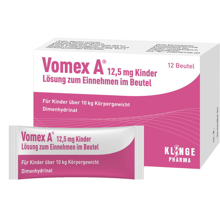 Vomex A 12,5 mg Kinder Beutel gegen Reisekrankheit, 12 pcs. Sachets