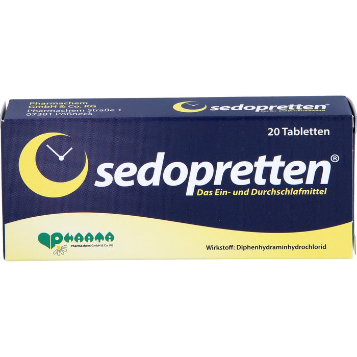 sedopretten Tabletten als Ein- und Durchschlafmittel, 20 pcs. Tablets