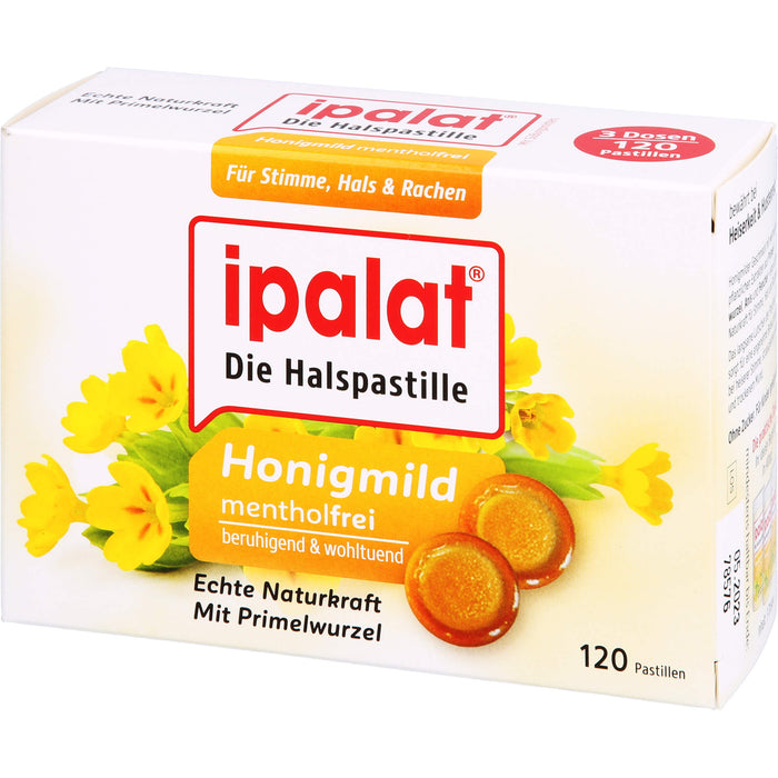 Ipalat Halspastillen honigmild ohne Menthol, 120 pcs. Pastilles