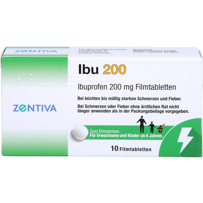 ZENTIVA Ibu 200 Filmtabletten bei Schmerzen und Fieber, 10 St. Tabletten