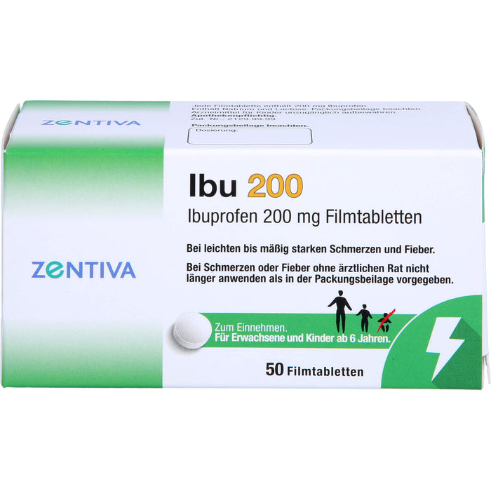 ZENTIVA Ibu 200 Filmtabletten bei leichten bis mäßig starken Schmerzen und Fieber, 50 St. Tabletten