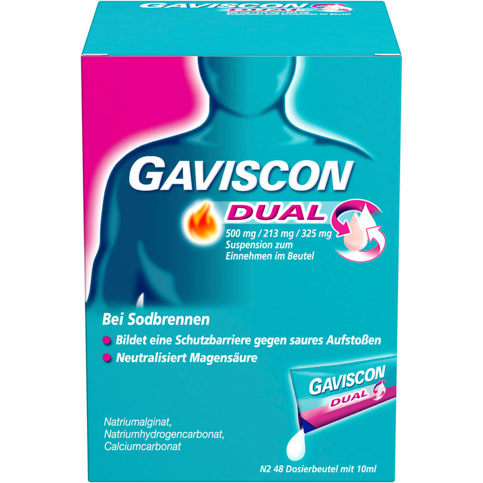 GAVSICON Dual Suspension bei Sodbrennen, 48 pc Sachets