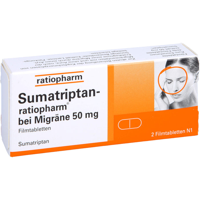 Sumatriptan-ratiopharm bei Migräne 50 mg Filmtabletten, 2 pcs. Tablets