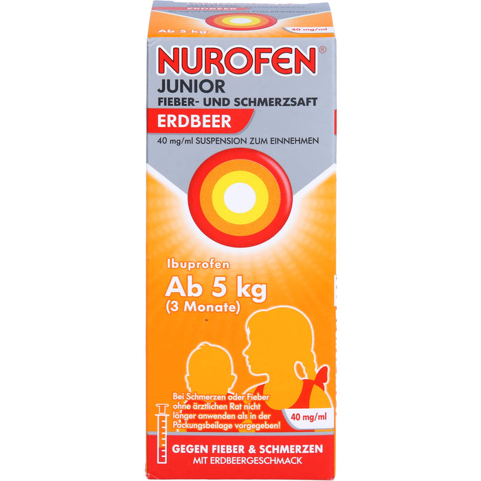 Nurofen Junior Fieber- und Schmerzsaft Erdbeer 40 mg/ml Suspension zum Einnehmen, 100 ml Solution