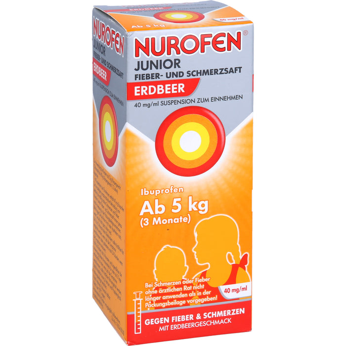 Nurofen Junior Fieber- und Schmerzsaft Erdbeer 40 mg/ml Suspension zum Einnehmen, 100 ml Solution