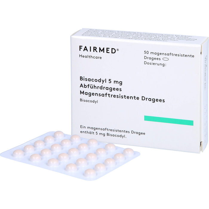 FAIRMED Bisacodyl 5 mg Dragees bei Verstopfung, 50 pc Dragées