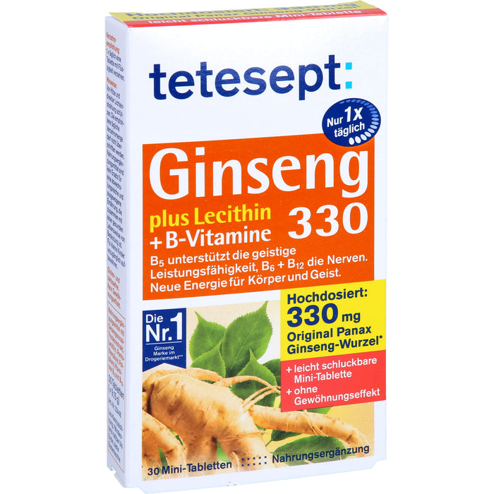 tetesept Ginseng 330 plus Lecithin + B-Vitamine, 30 St FTA