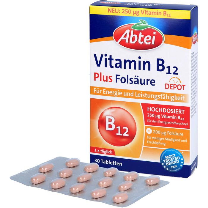 Abtei Vitamin B12 Plus Folsäure Depot, 30 St TAB