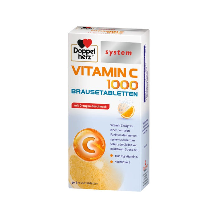 Doppelherz Vitamin C 1000 system Brausetabletten, 40 pc Comprimés effervescents