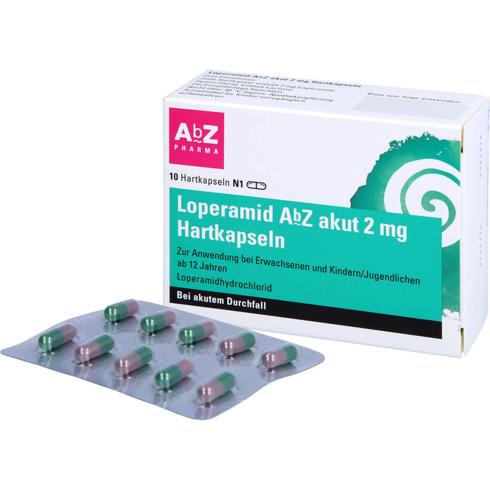 Loperamid AbZ akut 2 mg Hartkapseln bei Durchfall, 10 pcs. Capsules