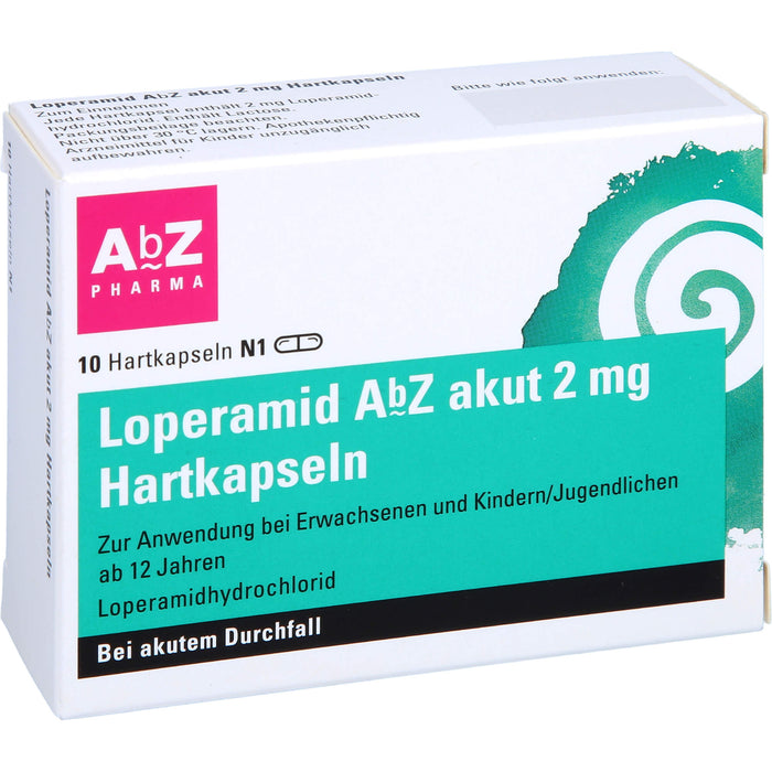 Loperamid AbZ akut 2 mg Hartkapseln bei Durchfall, 10 pc Capsules