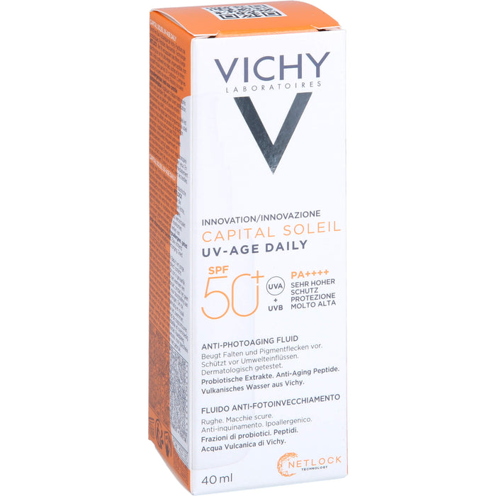 VICHY Capital Soleil UV-Age Daily LSF 50+ Fluid beugt Falten und Pigmentflecken vor, 40 ml Cream