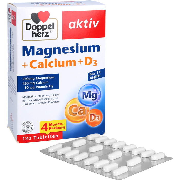 Doppelherz Magnesium+Calcium+D3 Aktiv, 120 St TAB