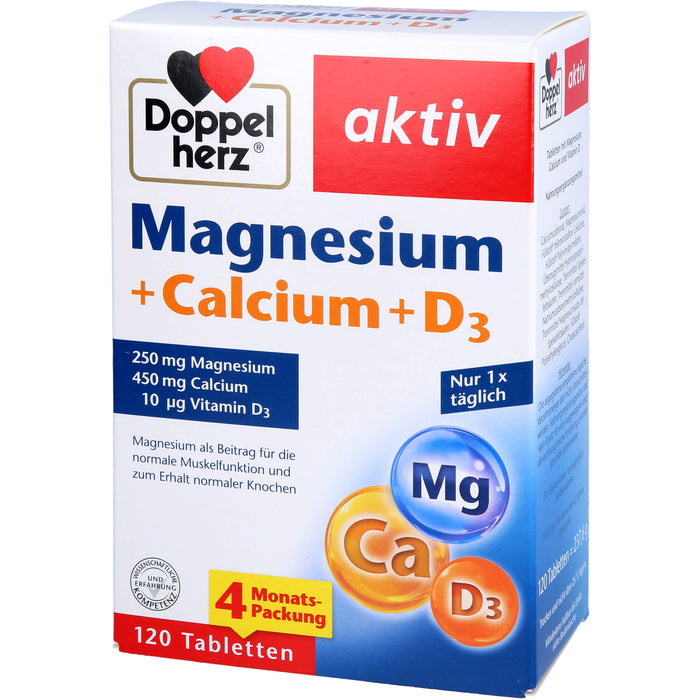 Doppelherz Magnesium+Calcium+D3 Aktiv, 120 St TAB