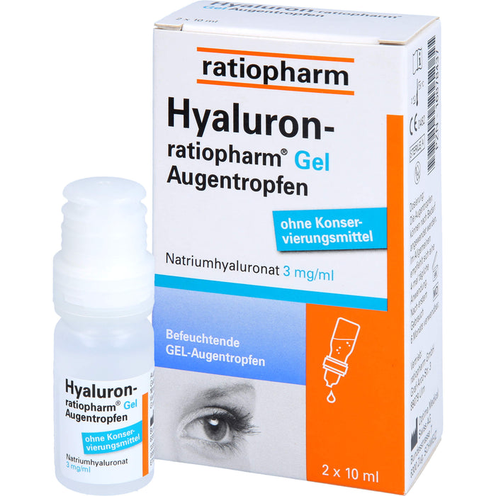 Hyaluron-ratiopharm Gel Augentropfen bei trockenen und gereizten Augen, 20 ml Lösung