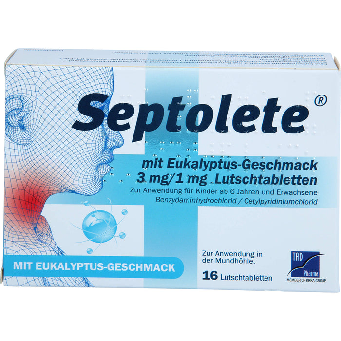 Septolete mit Eukalyptus-Geschmack 3 mg / 1 mg Lutschtabletten, 16 pc Tablettes