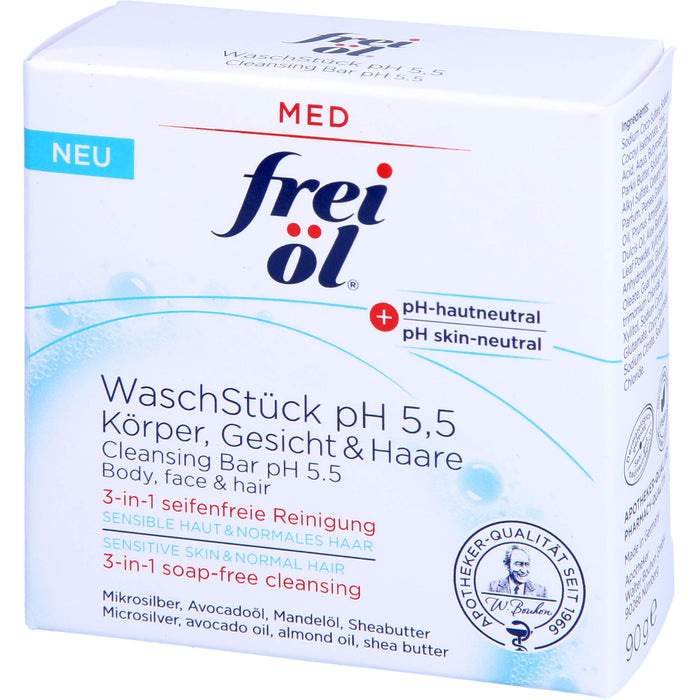 frei öl WaschStück pH 5,5 für Körper, Gesicht und Haare, 90 g Seifenstück