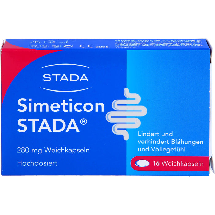 STADA Simeticon 280 mg Weichkapseln lindert und verhindert Blähungen und Völlegefühl, 16 pc Capsules