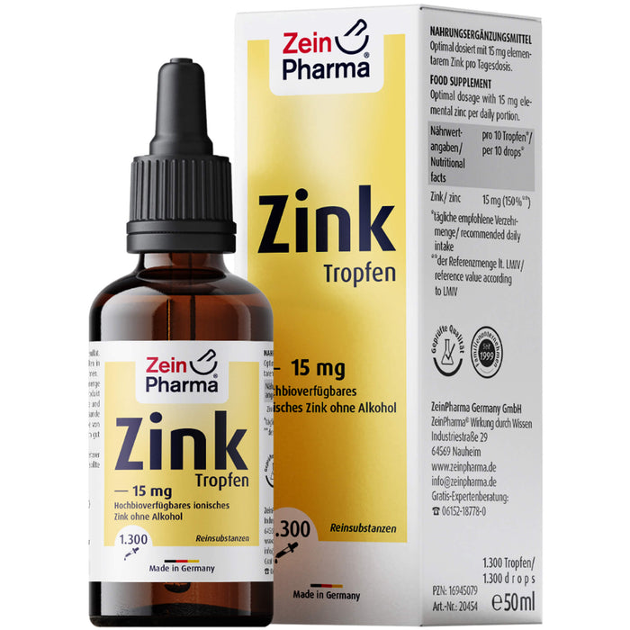 Zink Tropfen 15mg ionisiert, 50 ml TEI