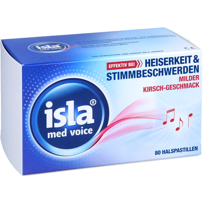 isla med voice Pastillen effektiv bei Heiserkeit und Stimmbeschwerden mit mildem Kirsch-Geschmack, 80 pc Pastilles