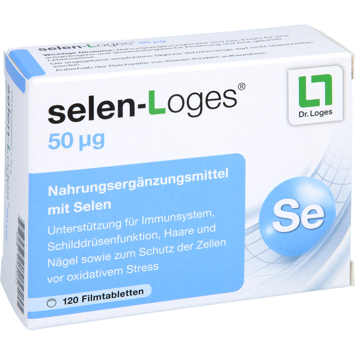 selen-Loges 50 µg Filmtabletten unterstützt das Immunsystem, die Schilddrüsenfunktion, Haare und Nägel, 120 pcs. Tablets