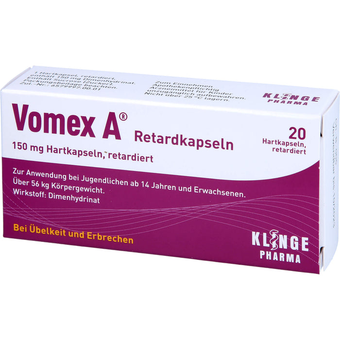 Vomex A 150 mg Retardkapseln 150 mg bei Übelkeit und Erbrechen, 20 pcs. Capsules