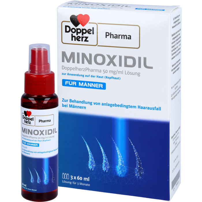 MINOXIDIL DoppelherzPharma 50 mg/ml Lösung zur Anwendung auf der Haut (Kopfhaut), Für Männer, 3X60 ml LOE