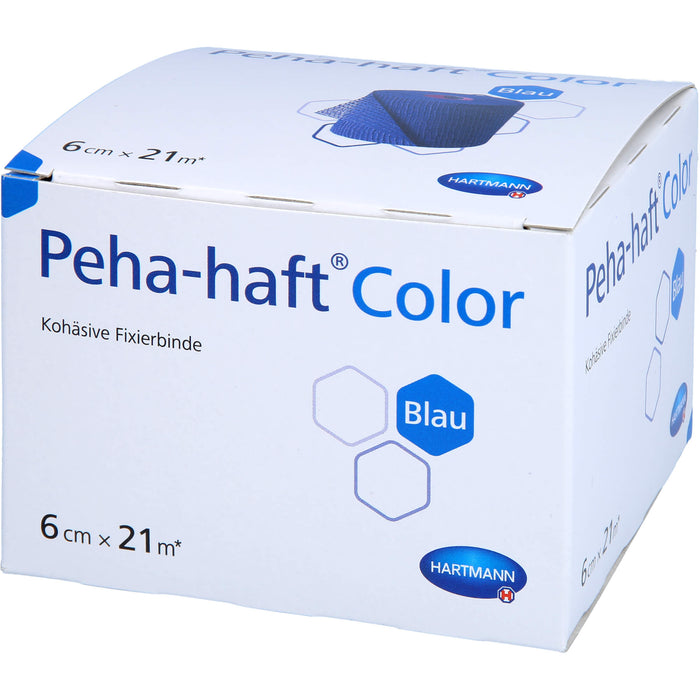 Peha-haft Color Fixierbinde latexfrei 6 cm x 21 m blau, 1 St. Binde