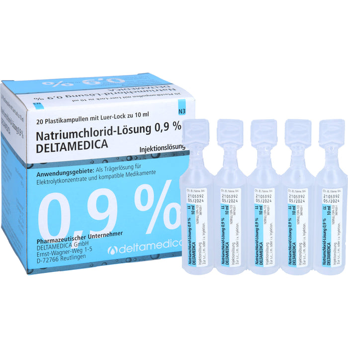 Natriumchlorid-Lösung 0,9 % Deltamedica, Injektionslösung, Luer -Lo Pl., 10 ml, 20X10 ml ILO