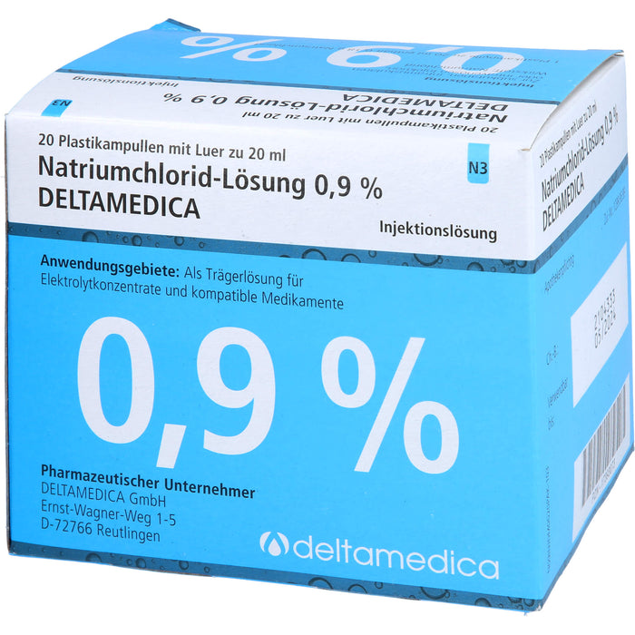 Natriumchlorid-Lösung 0,9 % Deltamedica, Injektionslösung, Luer Pl., 20 ml, 20X20 ml ILO