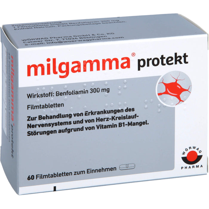 milgamma protekt 300 mg Tabletten bei Erkrankungen des Nervensystems und von Herz-Kreislauf-Störungen, 60 pcs. Tablets