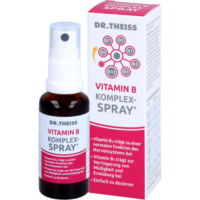 Dr. Theiss Vitamin B Komplex-Spray für eine normale Funktion des Nervensystems und zur Verringerung von Müdigkeit, 30 ml Solution