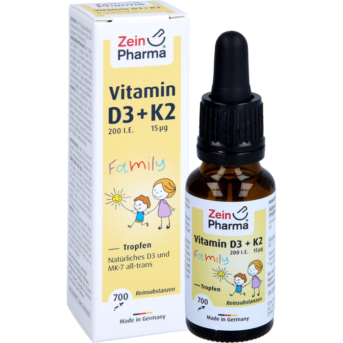 ZeinPharma Vitamin D3 + K2 MK-7 all trans Family Lösung, 20 ml Lösung