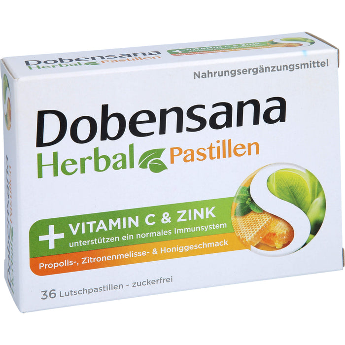 Dobensana Herbal Lutschpastillen mit  Honiggeschmack Vitamin C Zink, 36 pc Pastilles