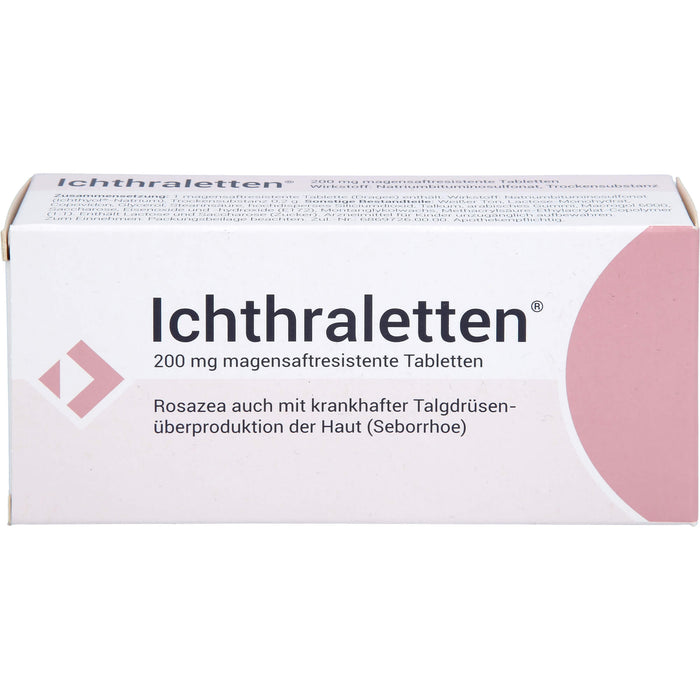 Ichthraletten 200 mg Tabletten bei Rosacea auch mit krankhafter Talgdrüsenüberproduktion der Haut, 84 pcs. Tablets