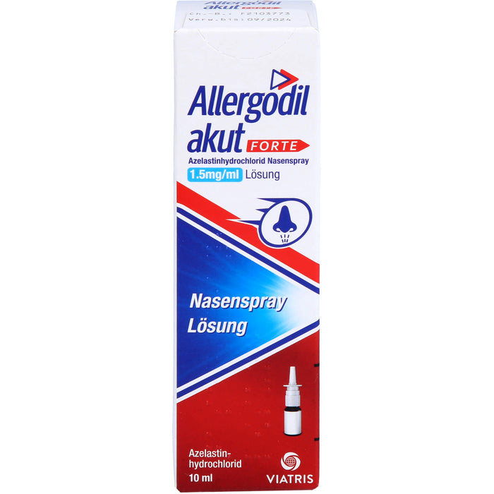 Allergodil akut forte 1,5 mg/ml Nasenspray gegen Heuschnupfen & nicht-saisonale allergische Rhinitis, 10 ml Solution