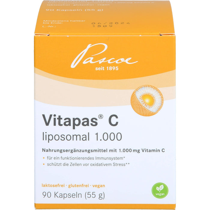 Vitapas C liposomal 1.000 Kapseln schützt die Zellen vor oxidativem Stress, 90 pcs. Capsules