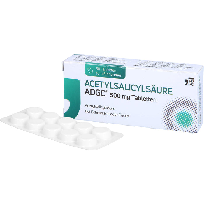 Acetylsalicylsäure ADGC 500 mg Tabletten bei Schmerzen oder Fieber, 30 St. Tabletten