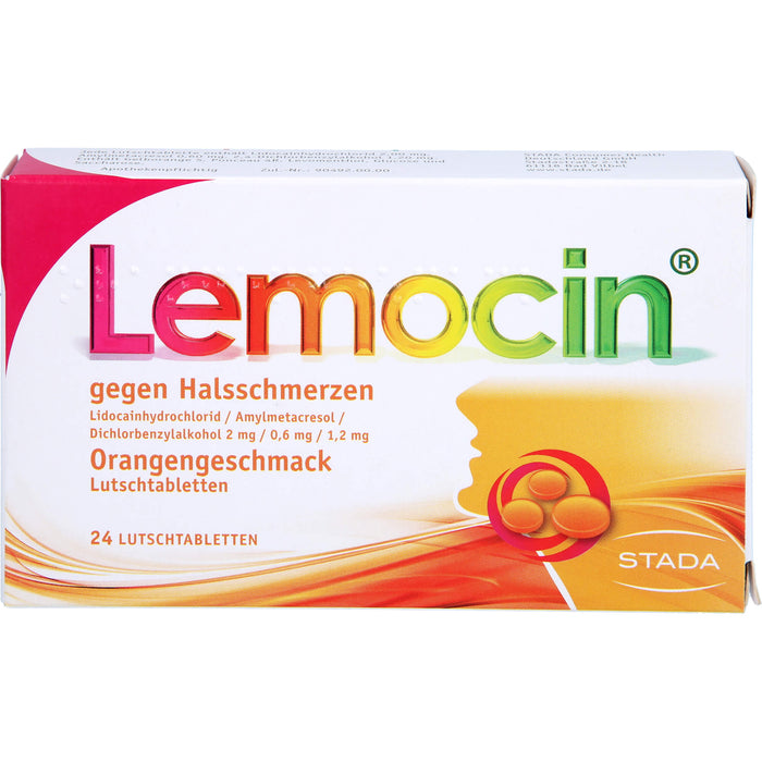 Lemocin Lutschtabletten Orangengeschmack gegen Halsschmerzen, 24 pcs. Tablets