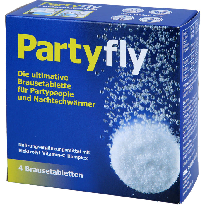 Partyfly Brausetabletten für Partypeople und Nachtschwärmer, 4 pcs. Effervescent tablets