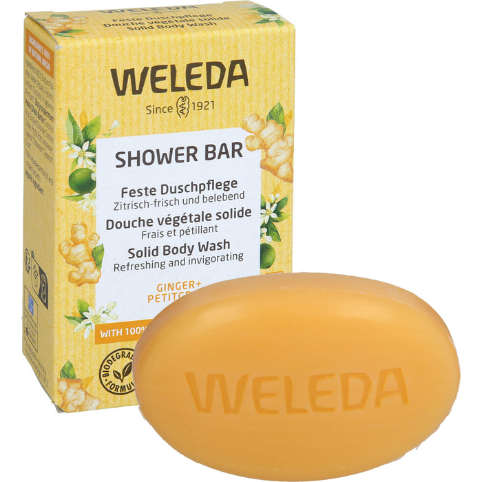 WELEDA Feste Duschpflege Ginger + Petitgrain zitrisch frisch und belebend, 75 g bar of soap