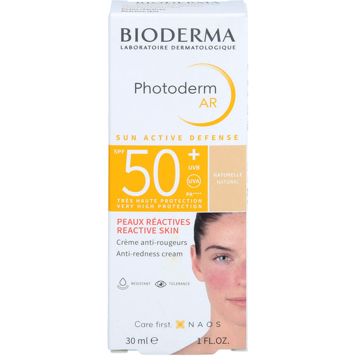 BIODERMA Photoderm AR LSF 50+ anti-Rötungen Sonnenschutz für das Gesicht bei Rosazea, bei empfindlicher, zu Rötungen neigender und reaktiver Haut, 30 ml Creme