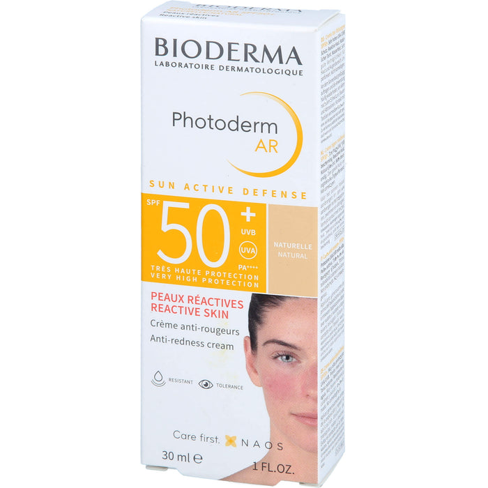 BIODERMA Photoderm AR LSF 50+ anti-Rötungen Sonnenschutz für das Gesicht bei Rosazea, bei empfindlicher, zu Rötungen neigender und reaktiver Haut, 30 ml Crème